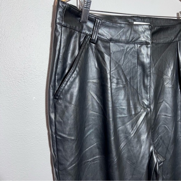Topshop Pleat Front Faux Leather Pants in Black Size 14 US - Picture 2 of 8